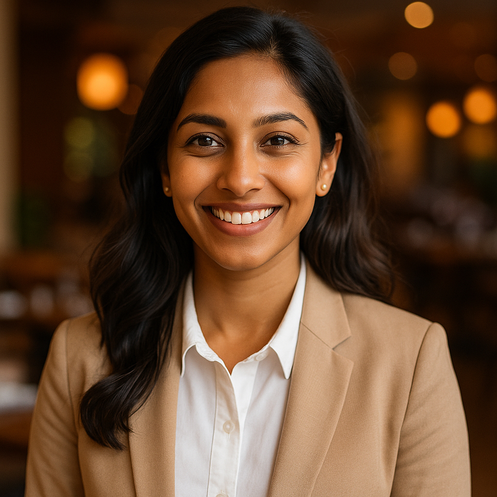 Guest speaking with an AI restaurant host